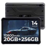 HOTWAV R10 Pro Tugev tahvelarvuti, 20 GB(8+12)+256GB, Android 14, 10.1 HD+, 10800mAh, 5MP + 13MP, IP68/IP69K/Kaheksatuumaline/Dual SIM 4G/Face ID/GPS/OTG 8GB+256GB must