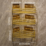 Kuldne Nurga Vannitoariiul Ilma Puurimiseta Metallist Kolmnurkne Seinale Kinnitatav Hoiuriiul Rauast Traat Rippuv Korv Seinakinnitus Hoidja Korraldaja 2pcs no hook+1pc 4 hooks kuldne