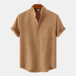 Suvised vabaaja meeste puuvillased O-kaelusega l&uuml;hikeste varrukatega n&ouml;&ouml;pidega topsid S pruun