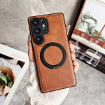 Kvaliteetne PU-nahast magnetilise kinnitusega telefoni&uuml;mbris Samsung S26 Ultra S25 S24 S23 Plus jaoks, matt nahast tunnetusega, kukkumiskindel kaitse&uuml;mbris Galaxy S23 Ultra pruun