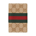 Gucci Web Retro T&auml;ielikult Tr&uuml;kitud Presb&uuml;oopia GG L&otilde;uend Kaardihoidja Meeste Liiv ja Tume Pruun pruun