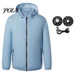 Jahutusjakk USB-ventilaatoriga 3 kiirust Meeste pikkade varrukatega kapuutsiga Konditsioneerir&otilde;ivad Streetwear 2XL sinine