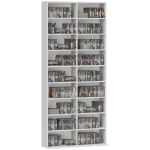 DVD-riiul, CD-salvestusriiul, 14 reguleeritavat riiulit, 18 sahtlit, 175 cm, Blu-ray riiul, Kiudplaat, Valge 78.5 x 24 x 175 cm valge