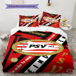 PSV Eindhoven Muster Voodipesukomplekt Tekikate Padjap&uuml;&uuml;r Kodukaunistus Kingitus (1 * tekikott + 2 * padjap&uuml;&uuml;ri, ilma s&uuml;damikuta) 135x200cm