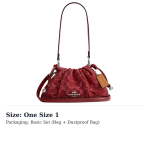 COACH Faye Valitud Denim Veisenaha Ja Sileda Nahaga &Otilde;lakott Keskmine Naiste Punane CDB93-SVDN8 One Size 1 brown