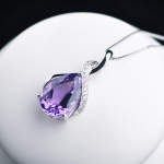 Buyee 925 Sterling H&otilde;be Amet&uuml;stikivi Ripatsiga Kett Lilla Gemstone Kaelakee Naistele Moodne Klassikaline Peen Ehete Kett M