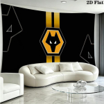 Wolves FC Seinakate Esteetiline Seinale Riputatav Tr&uuml;kitud Kangast Tekk Dekoratiivsed Katted Magamistuppa Elutuppa Kodu Dekooriks 180cm x 230cm