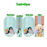Aladdin Jasmine Printsess T&uuml;drukute S&uuml;nnip&auml;evapeo Dekoratsioonikomplekt &Uuml;hekordsed Lauan&otilde;ud Taldrikud Tassid Salvr&auml;tikud Laudlina &Otilde;hupallid Peokotid