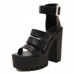 Naiste suvekingad valged lahtise varba n&ouml;&ouml;biga v&ouml;&ouml; paksu kontsaga kiiluga platvormkingad Moodsad gooti 35 must