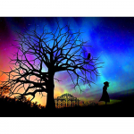 Teemantmaali maastik T&auml;is&uuml;mmargune t&auml;histaevalik taevapuu Teemanttikandid maastik Rhinestone maal 20X30CM