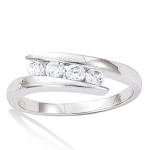 Bague Argent 'C&acirc;lin' Blanc argent&eacute; (rhodi&eacute;) - 4 mm 56 valge