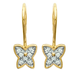Les Tr&eacute;sors De Lily [K5150] - kullatud k&otilde;rvar&otilde;ngad  Butterflies  valgest kullast - 14x5 mm kuld