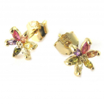 Les Tr&eacute;sors De Lily [N5319] - Boucles Plaqu&eacute; Or 'Fleurs de Cristal' tutti frutti - 8 mm kuld