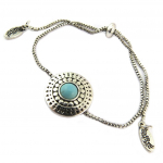 Les Tr&eacute;sors De Lily [P8156] - Bracelet cr&eacute;ateur 'Boho' turquoise argent&eacute; - 18 mm t&uuml;rkiissinine