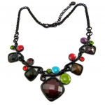 Les Tr&eacute;sors De Lily [P8426] - Collier Cr&eacute;ateur 'Acapulco' noir multicolore - 3. 5 cm mitmev&auml;rviline