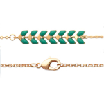 Les Tr&eacute;sors De Lily [Q4156] - Bracelet Plaqu&eacute; Or 'Boho' vert dor&eacute; (&eacute;pi de bl&eacute;) - 18 cm- 30x6 mm roheline
