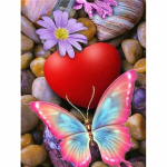 5D teemantmaaling Lilleroos Liblikas Ristpistes Teemanttikandid 20X30CM