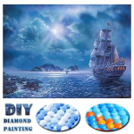 5D DIY teemantmaalimise laevade maastik T&auml;is&uuml;mmarguse ristpistega teemantmaalimine kivikividega armastuskingitus 20X30CM