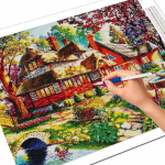 5D DIY Teemanttikandid Maja Rhinestone Pilt Teemantmaaling S&uuml;gisene ristpistes Maastiku Seinakaunistus Full Round 20X30CM