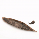 Copper Alloy A Leaf Boat viirukihoidja koos Snail Home Teahouse Decor Gift Metal Alusega