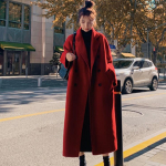 Vabaaja t&auml;navastiilis naiste &uuml;leriided s&uuml;gis-talve villane mantel vintage naiste pikk Korea moe pikk jakk M punane