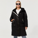 Astrid Winter Parkas Plus Size Fashion Paks puuvillane pikk jakk Naiste kapuutsiga v&auml;lir&otilde;ivad M must