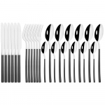 24 tk Must s&ouml;&ouml;giriistade komplekt nuga kahvel lusikas s&ouml;&ouml;gin&otilde;ude lauan&otilde;ude komplekt roostevabast terasest peegel teelusikad s&ouml;&ouml;giriistade h&otilde;ben&otilde;ude komplekt must/h&otilde;be