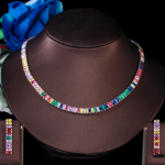 CMM trendikas mitmev&auml;rviline kuupmeetri tsirkooniumoksiidist kaelakee k&otilde;rvar&otilde;ngaste komplektid valge kulla v&auml;rv