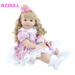 BZDOLL 60 cm pehmest silikoonist reborn v&auml;ikelapse nukk, realistlik viny 24-tolline blond beebiprintsess Bebe t&uuml;drukule armas s&uuml;nnip&auml;evakingitus m&auml;nguasi 60cm Doll, Blue eyes