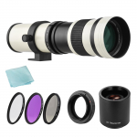 Kaamera MF Super Telephoto Zoom objektiiv F/8.3-16 420-800mm T kinnitus + UV/CPL/FLD filtrite komplekt + telekonverteri objektiiv + T2-EOS adapteri r&otilde;ngas valge