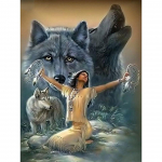 5D &uuml;mmargune teemantmaaling kaunitari ja hundi kivist tikkimiskunst Pilt Ristpistekomplekt Mosaiik Kodukaunistus Full Round 20x30CM