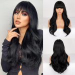 XINRANi s&uuml;nteetiline naiste pikk must parukas kardinatukiga, sirge kihiga mustad juuksed, naturaalne s&uuml;nteetiline kuumakindel parukas