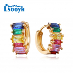 LSOOYH Clip K&otilde;rvar&otilde;ngad Roosa kullav&auml;rvi Moodne k&otilde;rvar&otilde;ngas Naistele Geomeetria Cubic Zirconia Stud K&otilde;rvar&otilde;ngad Ehted A