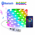 USB Bluetooth LED Garland String Light j&otilde;ulupulmapeo kaunistuslamp Dream Color Fairy Lights RGBIC Kids Gift 5M
