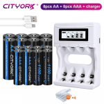 CITYORK 1,2 V AA laetav aku + 1,2 V AAA laetavad akud + LCD USB akulaadija 1,2 V AA AAA nimh NI-MH aku jaoks must