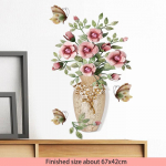 Hiina stiilis klassikaline vaas, lilleline seinakleebis Roos Lootose liblikas kaunistus Kleebised Eemaldatav seinakunst Kodukaunistus