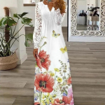 Elegantne konkslillega &otilde;&otilde;nespitskleit naistele kevadsuvi moodne pitsiline pikk kleit, naine vabaaja pikkade varrukatega valged kleidid 24816 4XL orion i v&auml;rv