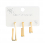 Naiste rippk&otilde;rvar&otilde;ngad, titaanist terasest geomeetrilise v&auml;rviga isikup&auml;rastatud disain, roostevabast terasest kolmeosaline komplekt, &uuml;hev&auml;rvilised k&otilde;rvakaunistused OneSize kuld