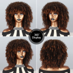 LISI HAIR Afro naiste l&uuml;hike pruun parukas S&uuml;nteetilisest kiust lokkis juustest parukad naistele kohev Ombre soengupidu Tavaline lokkis parukas 30cm