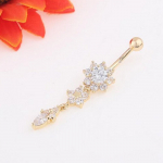 Crystal Ring Body Dangle Ball Barbell Bar N&ouml;&ouml;p Naba Ring GD One Size kuld