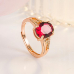 P&auml;ris 14k Rose Gold Rubiinist kalliskivist s&otilde;rmus naistele Anillos De Ruby Pulmapaelad Anel V&auml;&auml;riskivide Ehted Anel Wommen Bizuteria Resizable punane
