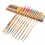 JOWOART 10 tk Juukseharjad akr&uuml;&uuml;lv&auml;rvipintsel &otilde;limaali pintslikomplekt puidust k&auml;epidemega Kunstnikule p&uuml;hendatud multifunktsionaalne puidust pikk varras