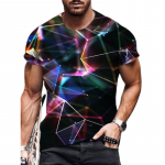 Uus suvine meeste moe T-s&auml;rk Personality Sparkling Starlight tr&uuml;kitud meeste T-s&auml;rk top XS must