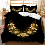 3D lilleline voodipesukomplekt musta taustaga lillelise tekikattega padjap&uuml;&uuml;riga 2 v&otilde;i 3 t&uuml;kki, mikrokiudkangast pehme ja mugav kodukaunistus Baby 100x135cm