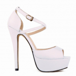 Naiste Pumbad Platvorm Stilettod Peep Toe Matt Nahk Pandlaga Sandaalid Seksikad &Auml;&auml;rmiselt K&otilde;rge Kontsaga Kingad king 35