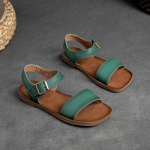 Johnature Simple ehtsast nahast lamedad sandaalid Hook & Loop &uuml;hev&auml;rvilised pehme tallaga mitmek&uuml;lgsed naiste kingad 39 roheline