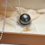 BELLA BOX Live Imitatsioon magevee Dadixi Black Pearl Pearl P&auml;rl t&auml;is Teemandikujuline ripats kaelakee Naine Necklace+Pendant valge