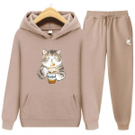 Spordidressi 2-osaline komplekt, pikkade varrukatega dressipluusid meestele, naiste animeprinteriga dressipluus Streetwear spordi&uuml;likond S