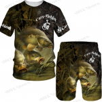 Camo Carp Fishing 3D Print Meeste Naiste T-s&auml;rk/l&uuml;hikesed p&uuml;ksid/komplekt Vabaaja Harajuku t&auml;navariided Spordir&otilde;ivad &otilde;ues kalap&uuml;&uuml;k jaht ca M