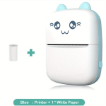 Mini taskuprinter Juhtmeta Bluetoothi ​​termoprinter fotode jaoks Kviitungid M&auml;rkmed Memo etikett QR-koodid Kaasaskantav tindita kingitusprinter L sinine